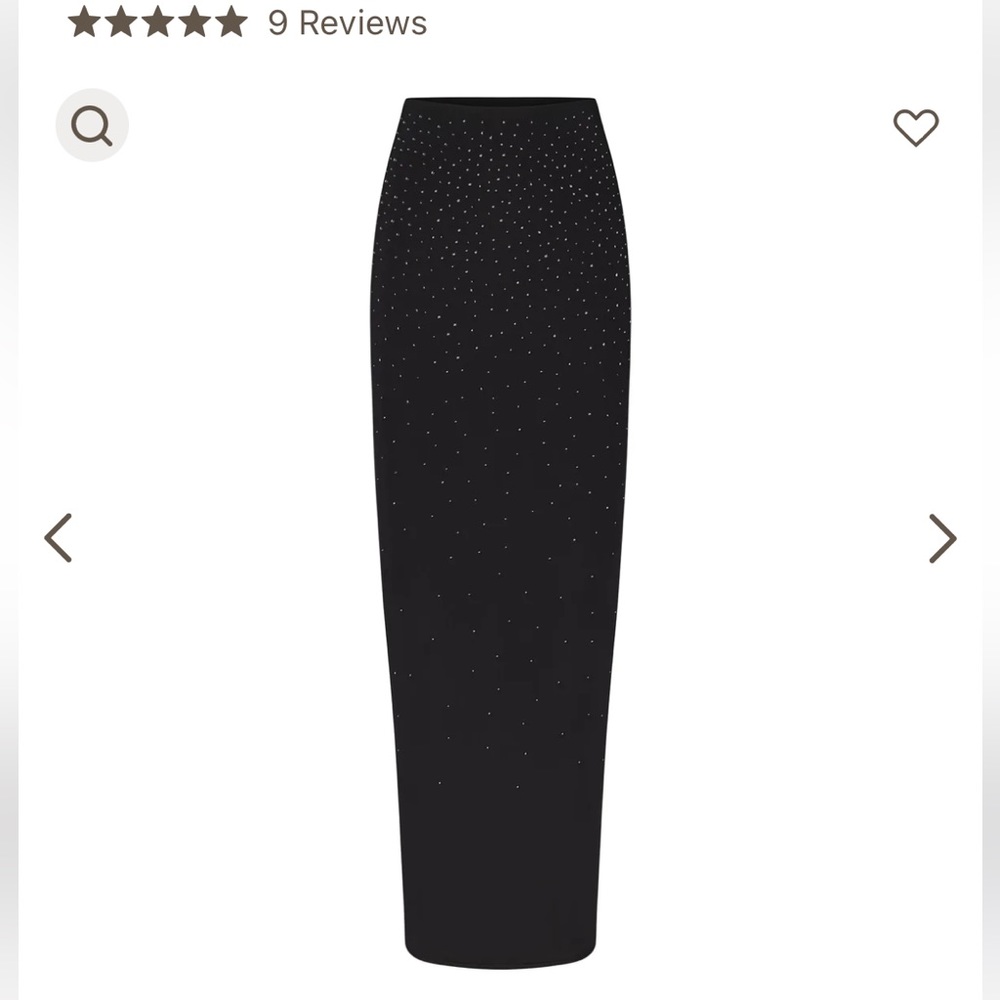 Long tube skirt silhouette in the Swarovski x SKIMS capsule collection.